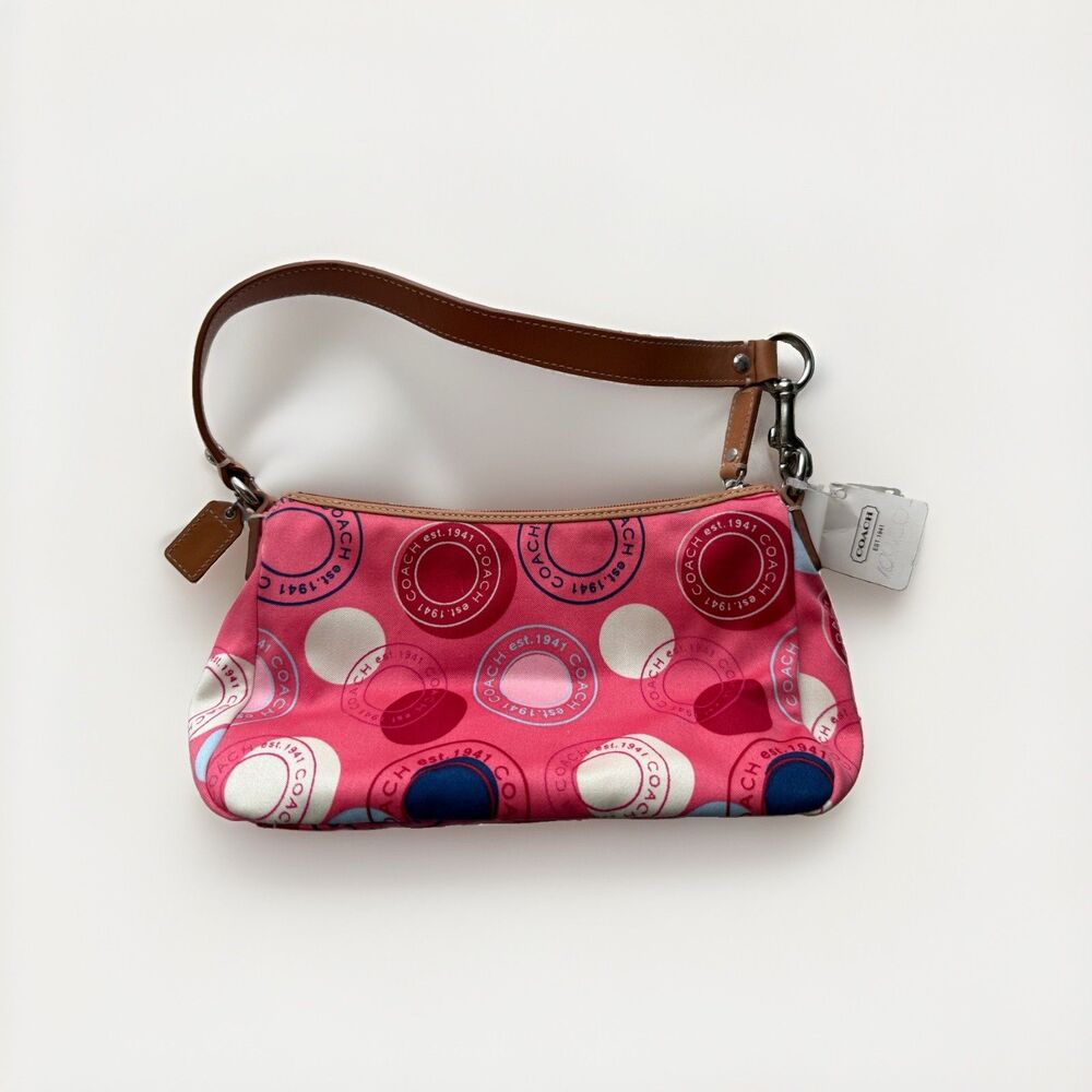 Coach Leah pink polka dot y2k shoulder bag purse NWT